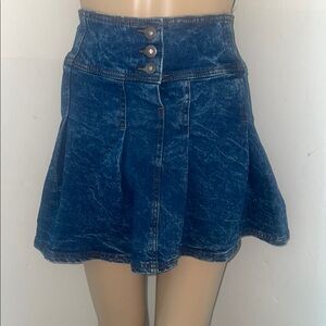 Blue Denim Skirt with Button Detail